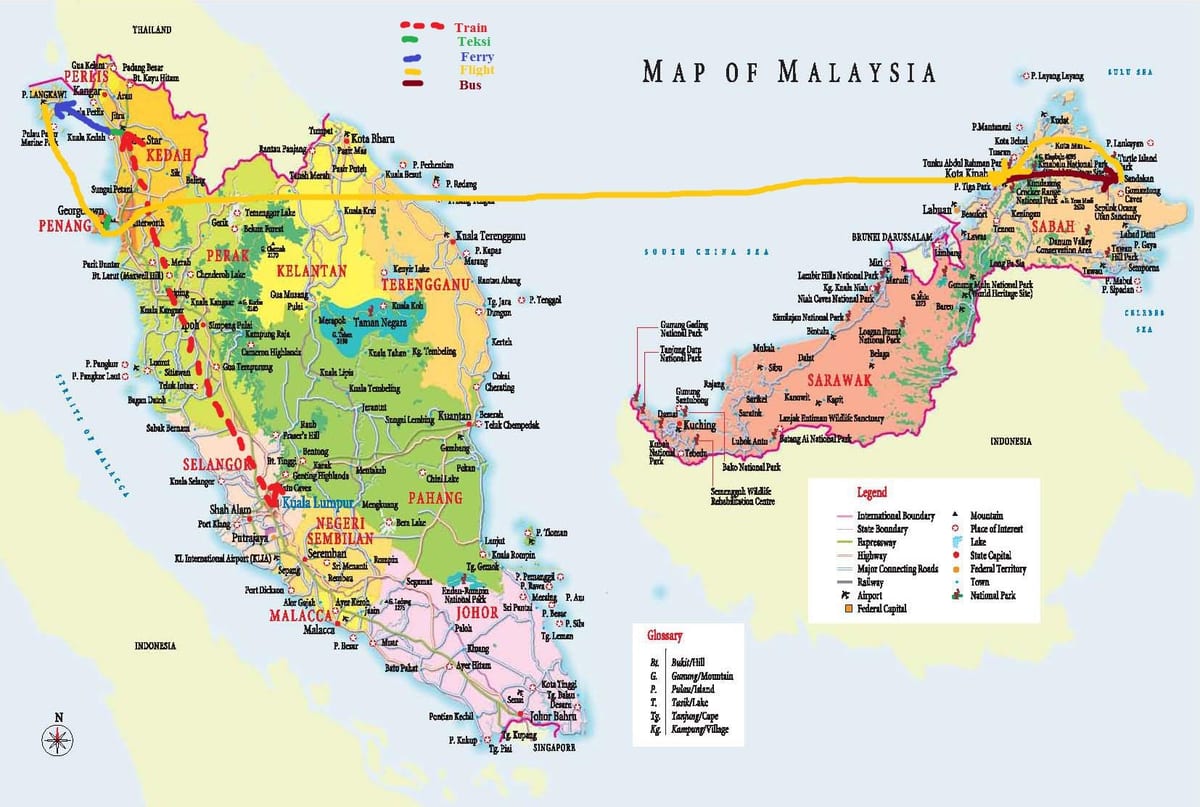 mapa de malàisia bus