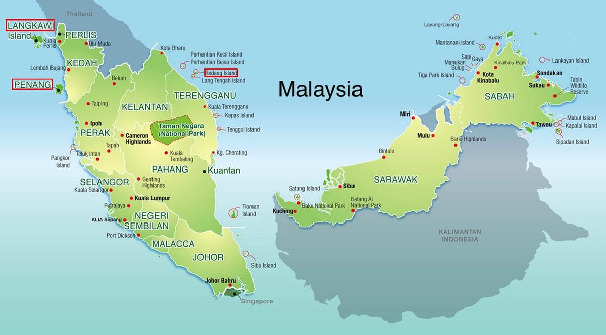 mapa de malàisia i de les illes
