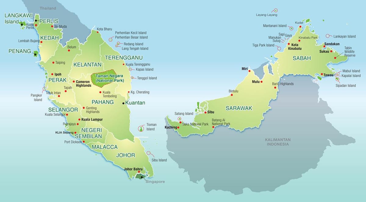 mapa de malàisia muntanyes