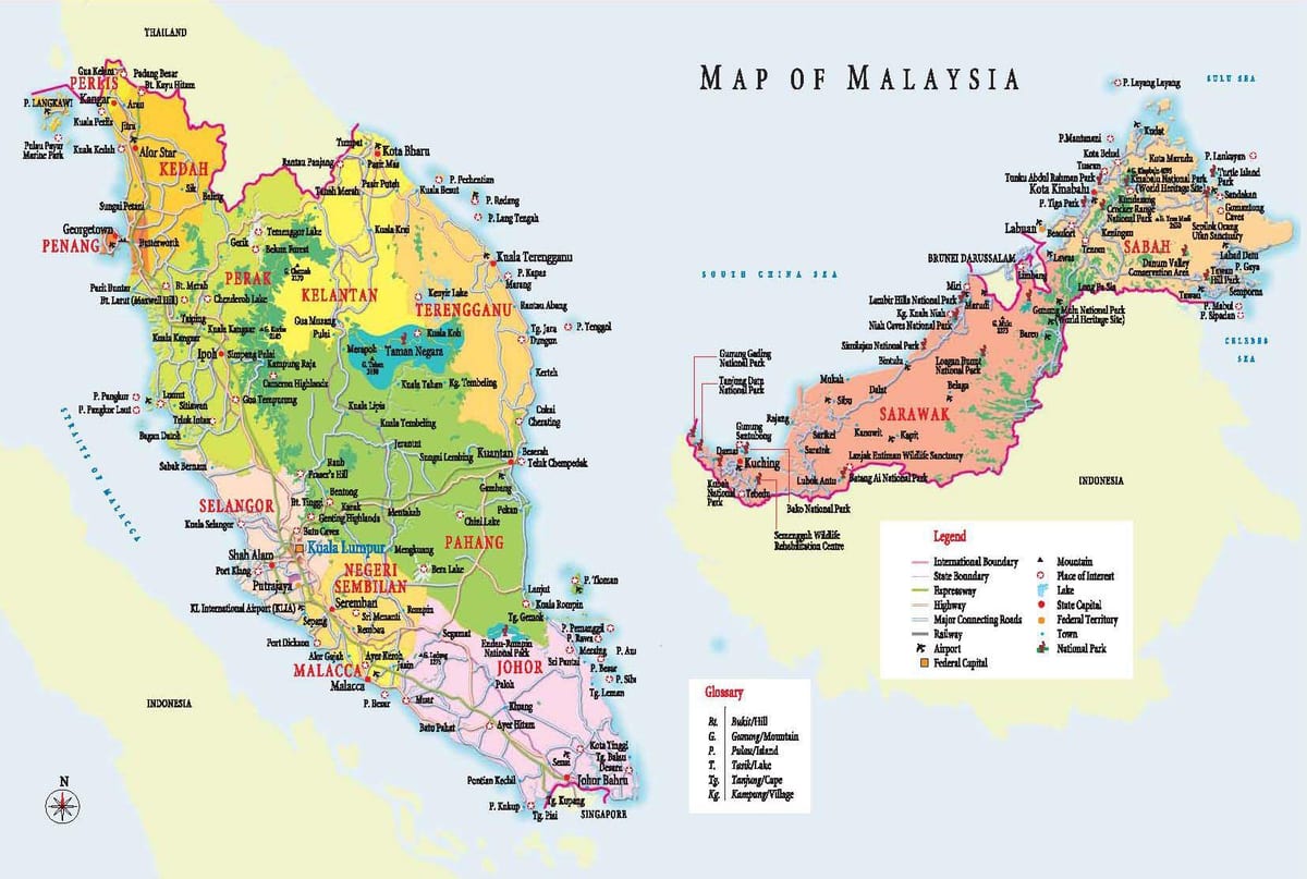 malàisia mapa turístic