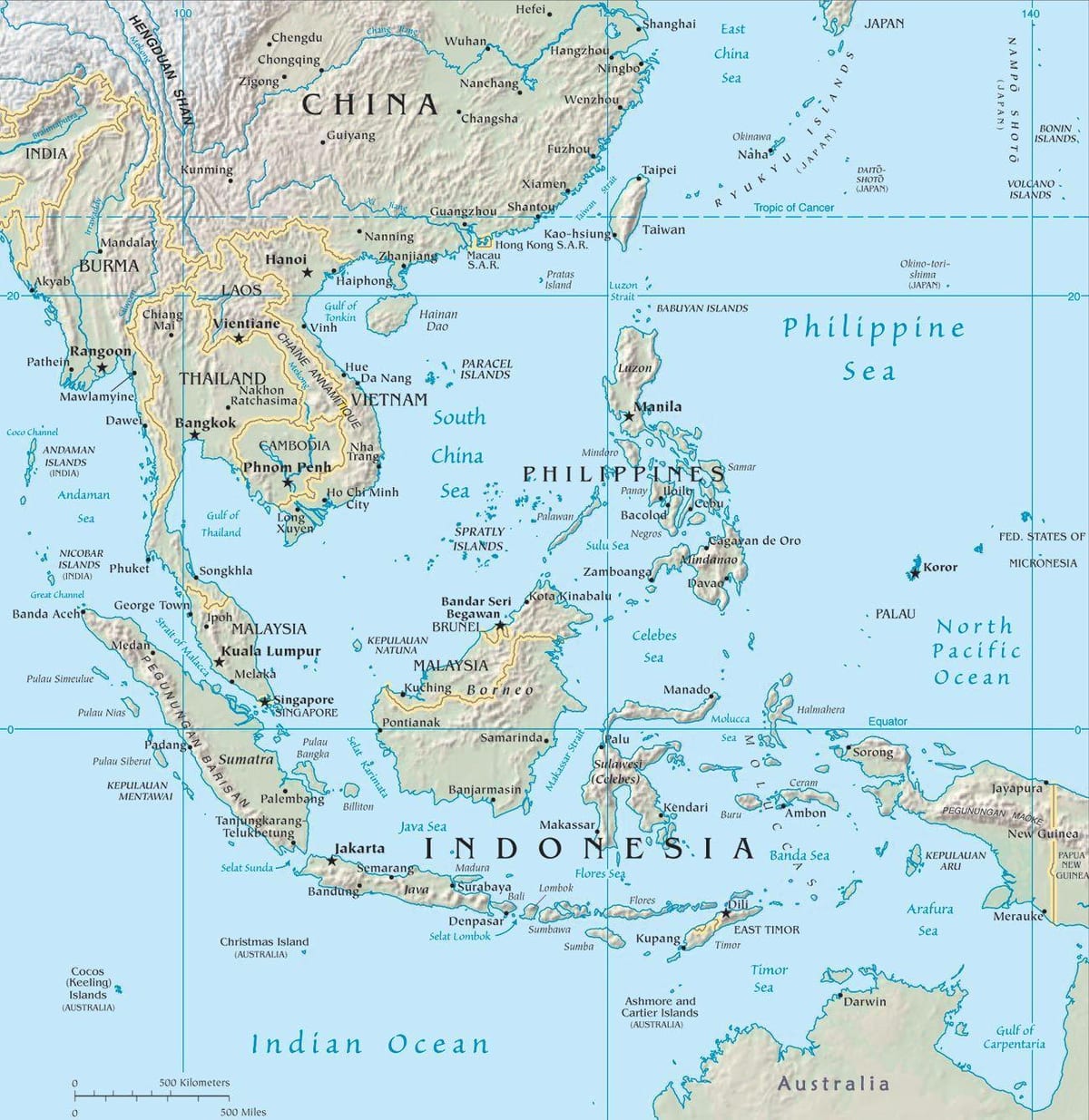 mapa de malàisia i països de l'entorn