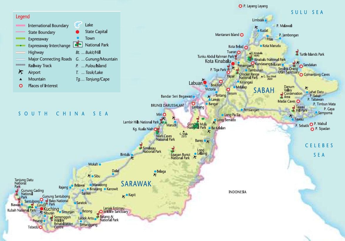 mapa de malàisia parcs nacionals