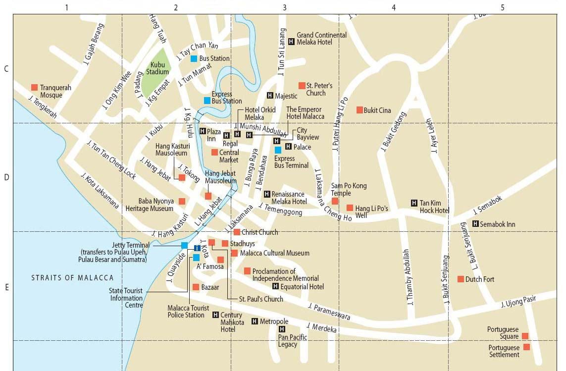 mapa de malacca malàisia