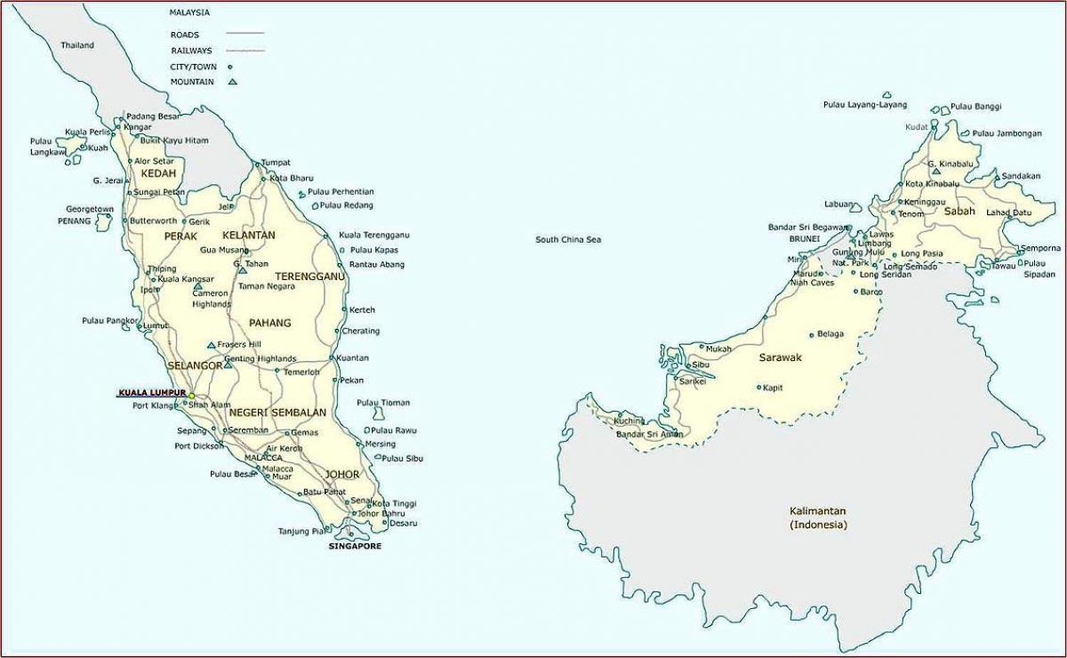 malàisia ciutats mapa