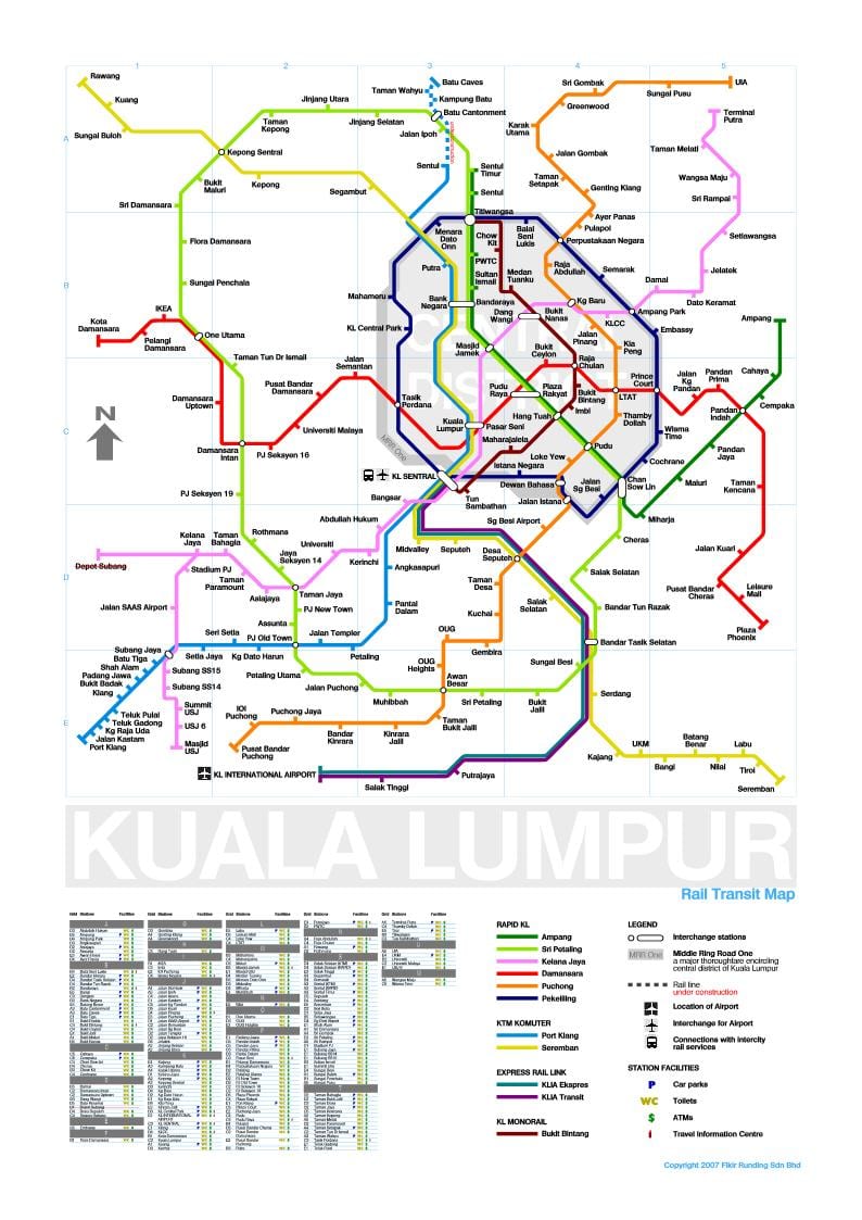 mrt línia 3 mapa de rutes malàisia