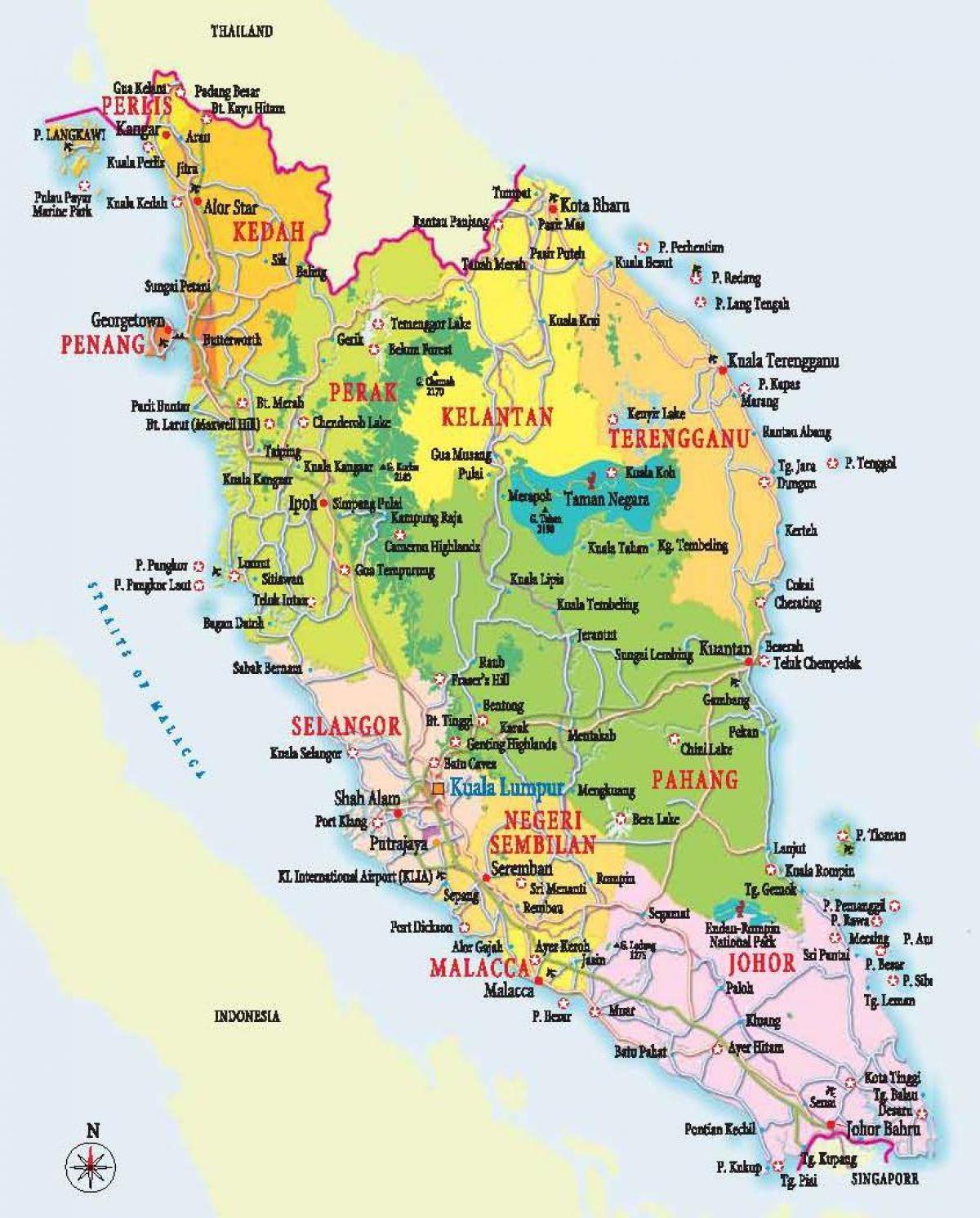 mapa de l'oest de malàisia