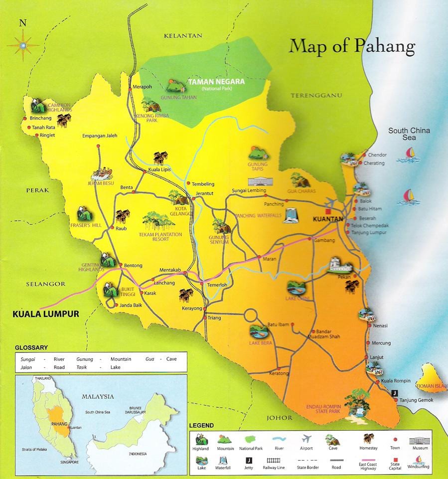 mapa de pahang estat malàisia