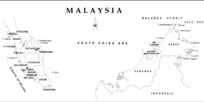 Mapa de contorn mapa de malàisia amb les fronteres estatals