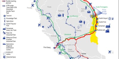Mapa de ferrocarril d'alta velocitat malàisia ruta