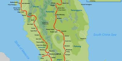 Malàisia tren mapa 2016