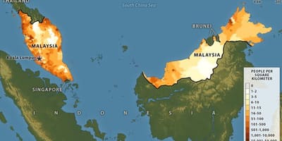 Malàisia densitat de població mapa