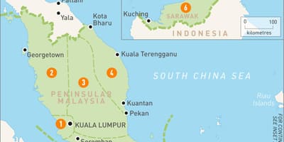 Malàisia regions mapa